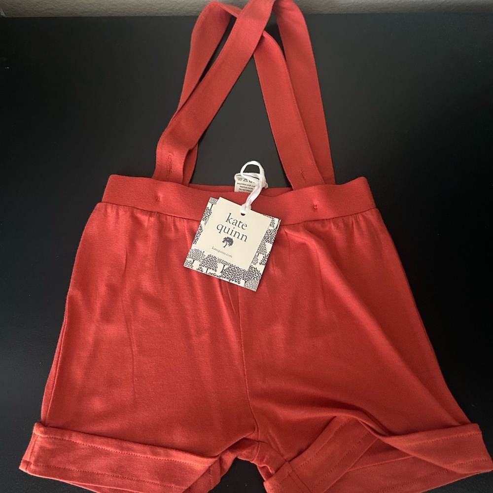 Kate Quinn Kids Rust Shorts with Suspenders